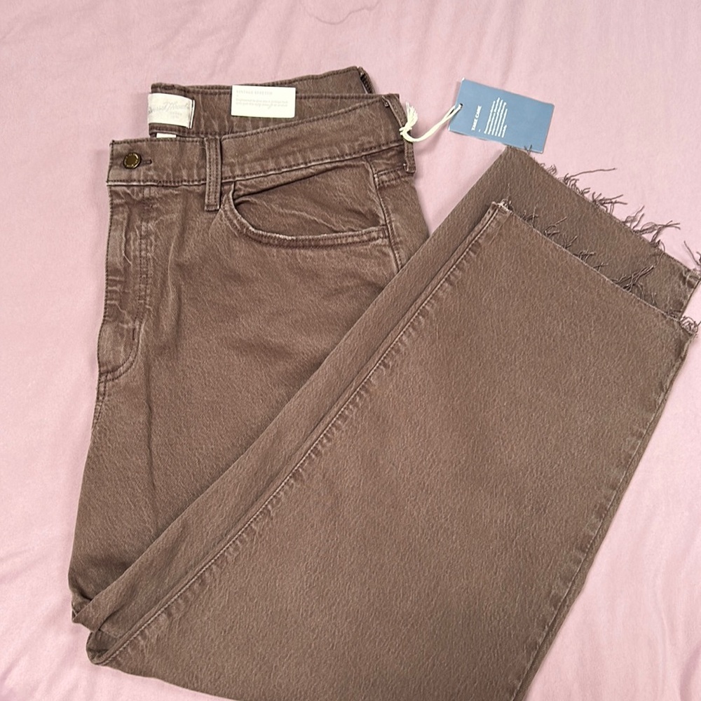 Straight Leg Brown Pants